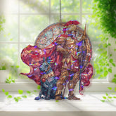 Warrior and Hound Stained Glass Suncatcher, Mythological Soldier with Spear and Dog, Fantasy Window Hanging, Gothic Home Decor